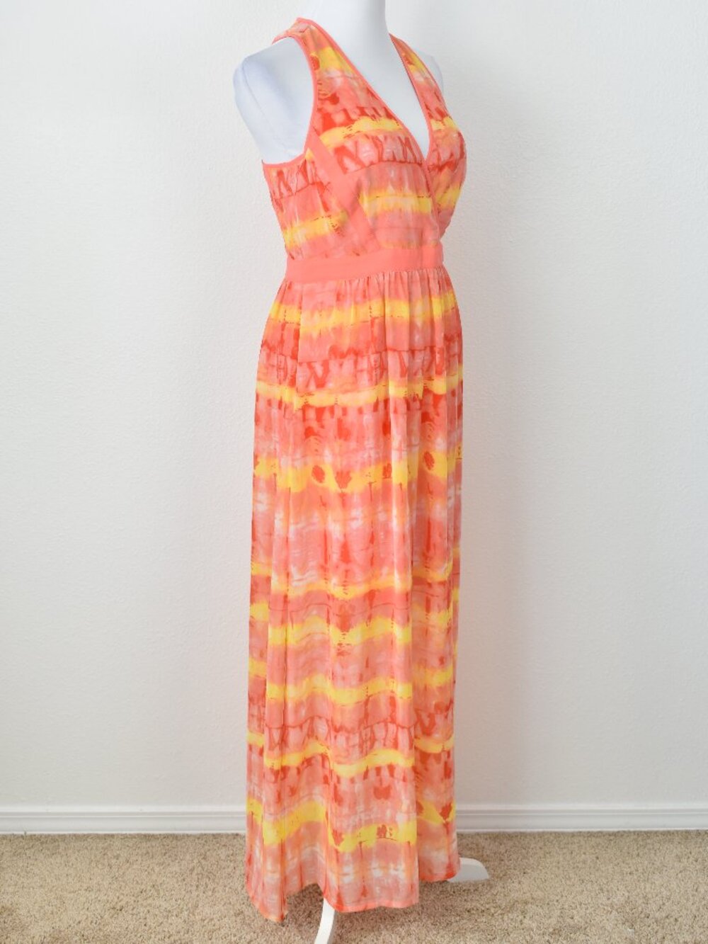 Calvin Klein Chiffon Tie Dye Stripe Maxi Dress - 6 - Picture 8 of 10